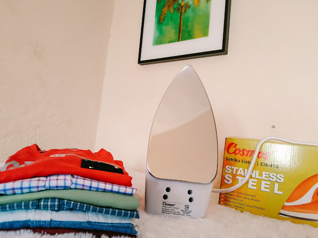 tapak stainless steel setrika listrik cosmos lebar dan licin