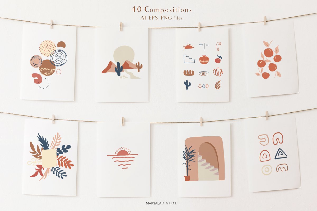 Abstract Prints Shapes Graphics Vol.2 (PNG, EPS, AI)