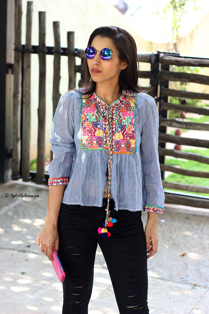 Fall Trend - How To Wear Pom Pom patch work top | Stylish By Nature By ...