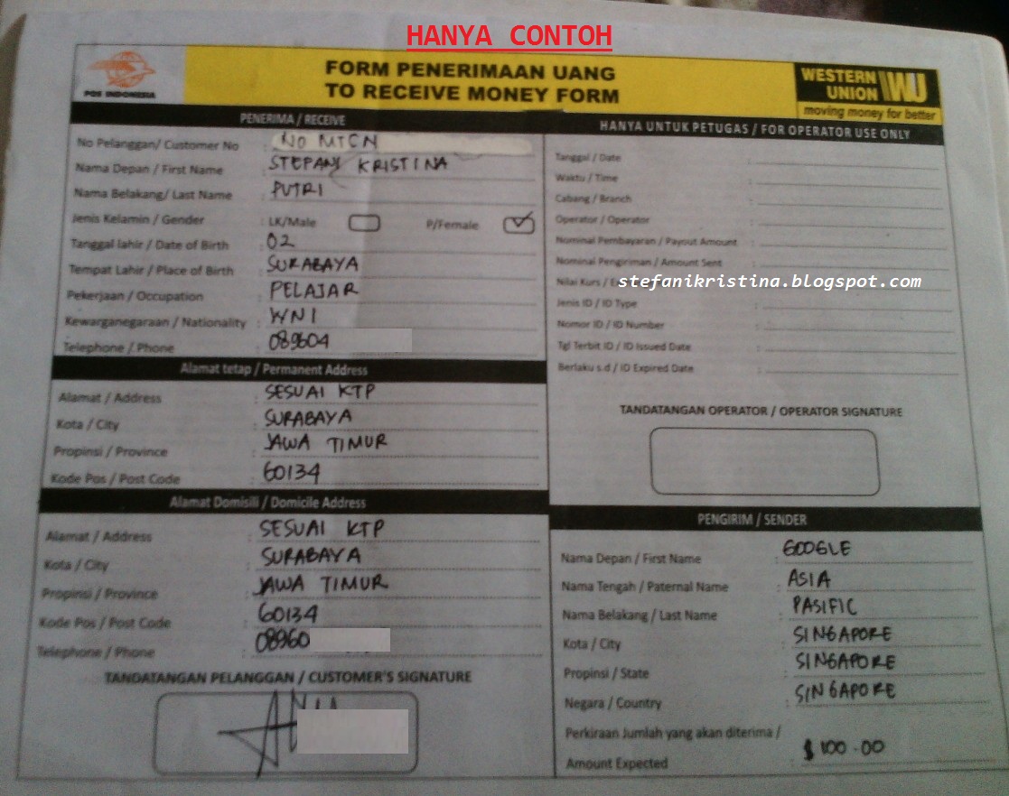 Cara Pengambilan Uang Western Union Di Kantor Pos Nifafani
