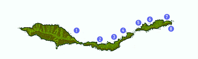 Map of Anacapa Island and our stops