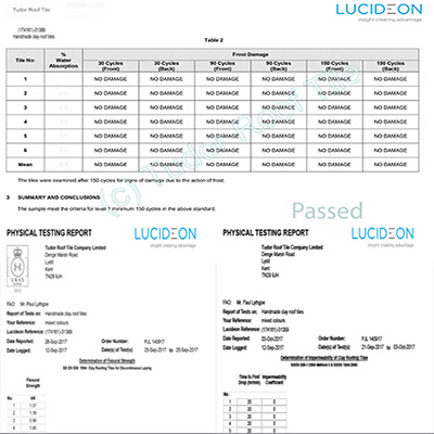 Tudor Roof Tile Quality Certificates 2017