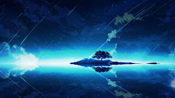 anime landscape water 4k lonely sky scenery night wallpapers stars tree clouds cloud reflection horizon calm desktop ultra wallpapermaiden uhdpaper