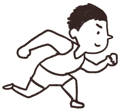 短距離走を走っている選手のイラスト モノクロ線画