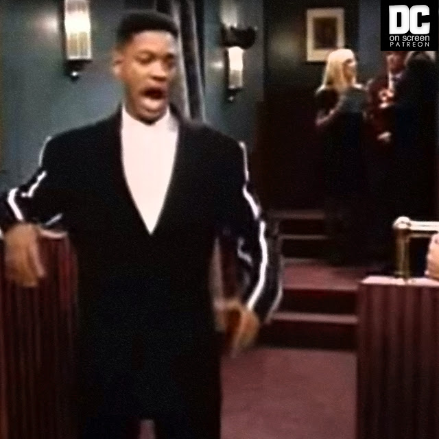 Will Smith describes a raggedy old halter top that says Jam on an episode of the Fresh Prince Text: DC on SCREEN Patreon