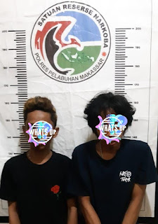 2 Pelaku Narkoba diciduk Polres Pelabuhan Makassar di Rappokalling Raya