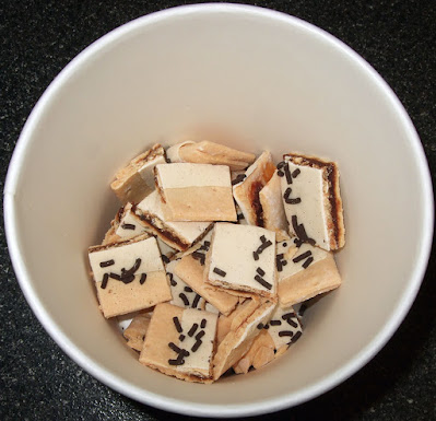 Toaster pastries in an ice cream container.