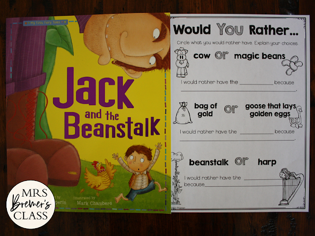 Jack and the Beanstalk Fairy Tales activities unit with Common Core literacy companion activities for First Grade and Second Grade