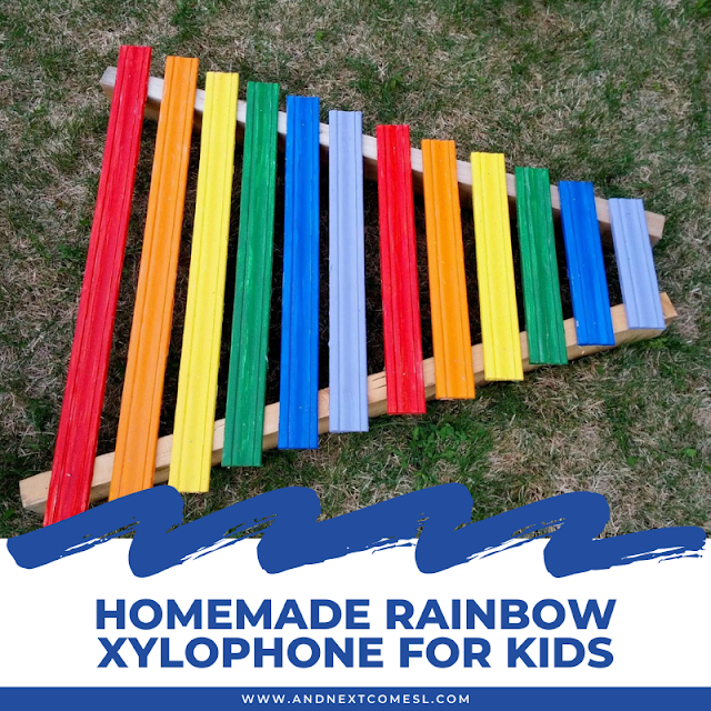 How to make a homemade xylophone for kids that's rainbow colored