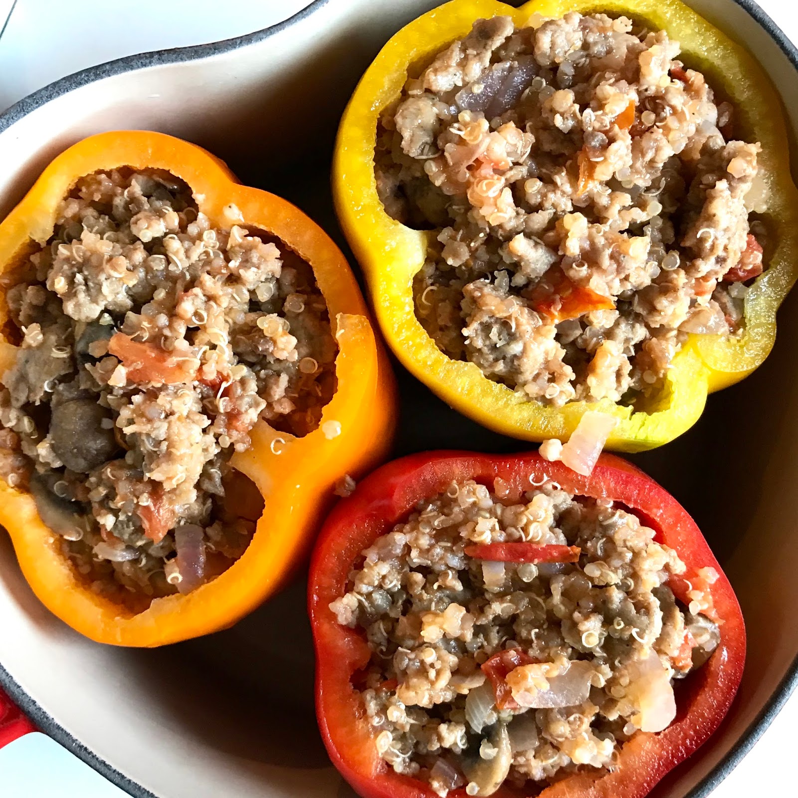 Sausage & Quinoa Stuffed Bell Peppers Gluten Free + Dairy Free