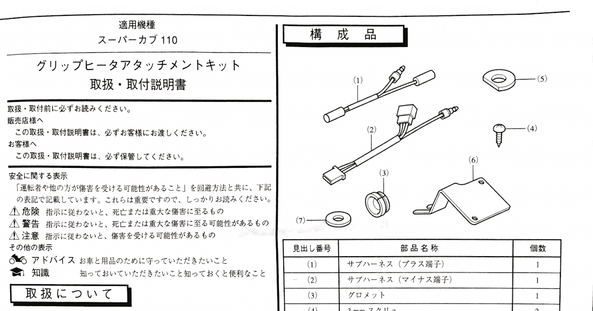 晴れのちカブ スーパーカブja07 グリップヒータ取り付けメモ