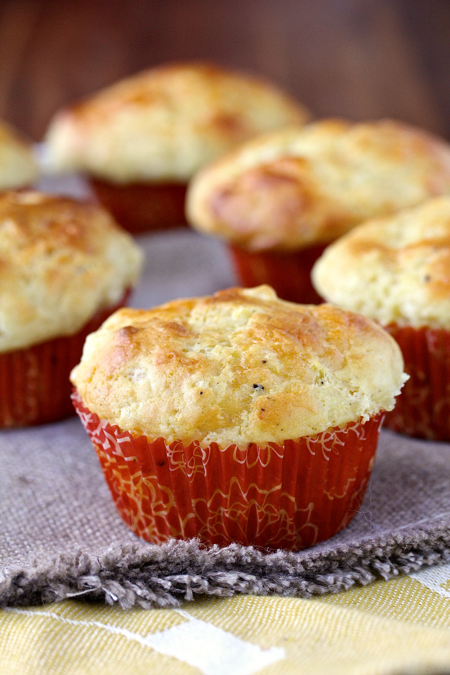 These cheddar muffins are loaded with cheese and flavored with just a bit of cornmeal, Dijon mustard, freshly ground black pepper, and Tabasco sauce, and they have just the right amount of kick. These cheddar muffins are loaded with cheese and flavored with just a bit of cornmeal, Dijon mustard, freshly ground black pepper, and Tabasco sauce, and they have just the right amount of kick.