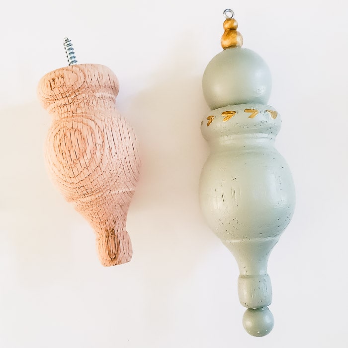 before and after wood finial ornament