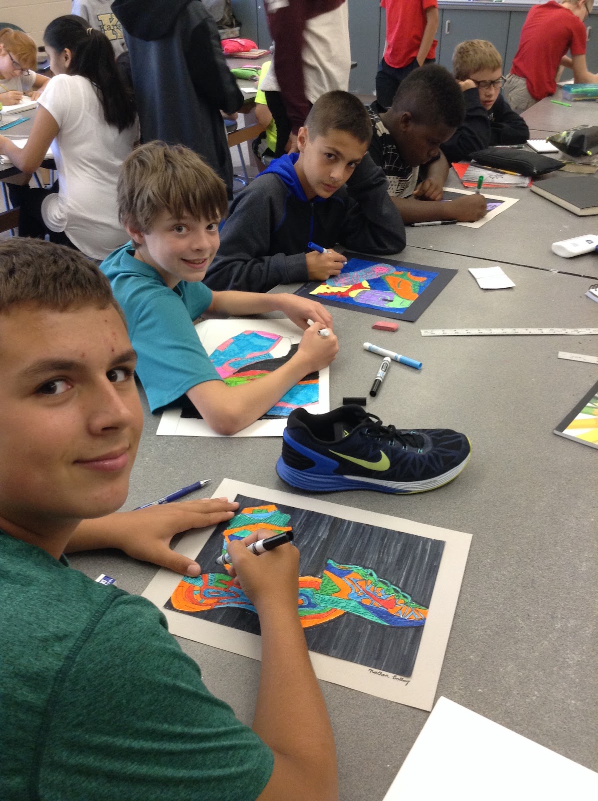 Karrer Art 104 Finishing up the 7th grade shoe designs