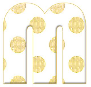 Abecedario Blanco con Lunares Dorados. White Alphabet with Gold Polka Dots. 