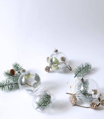 greenery filled christmas ornaments