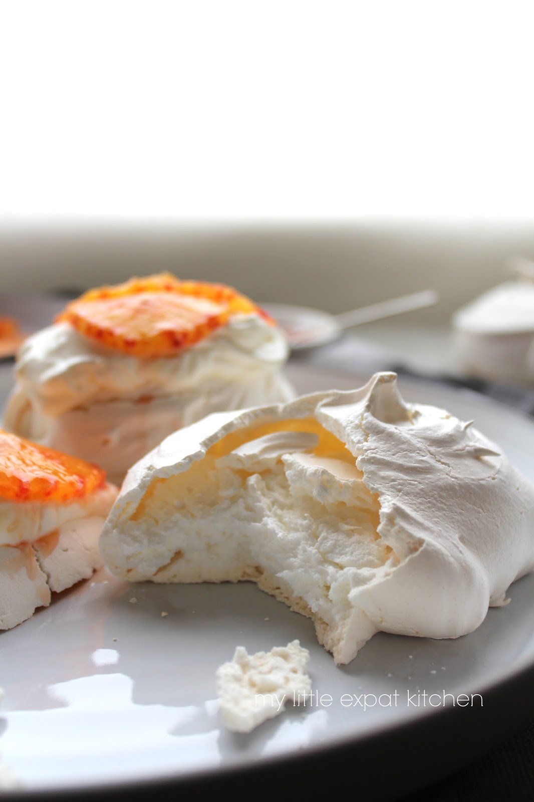My Little Expat Kitchen Chewy meringues w/ Greek yoghurt, blood
