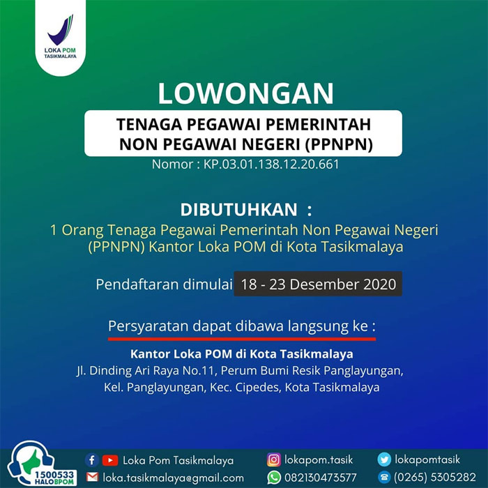 Lowongan Kerja Bpom Badan Pengawas Obat Dan Makanan Tahun 2020