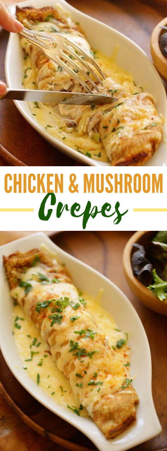 CHICKEN AND MUSHROOM CREPES #lunch #brunch