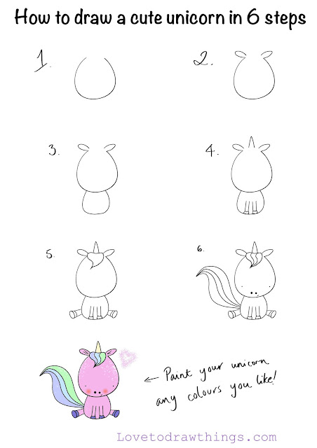 How to draw a cute unicorn in 6 steps