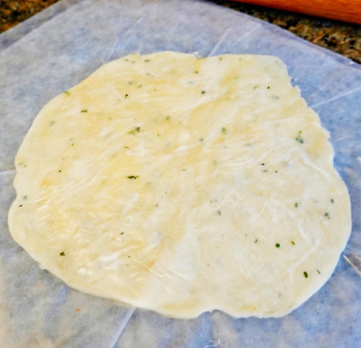 Potato (Aloo) Samosa dough rolled out