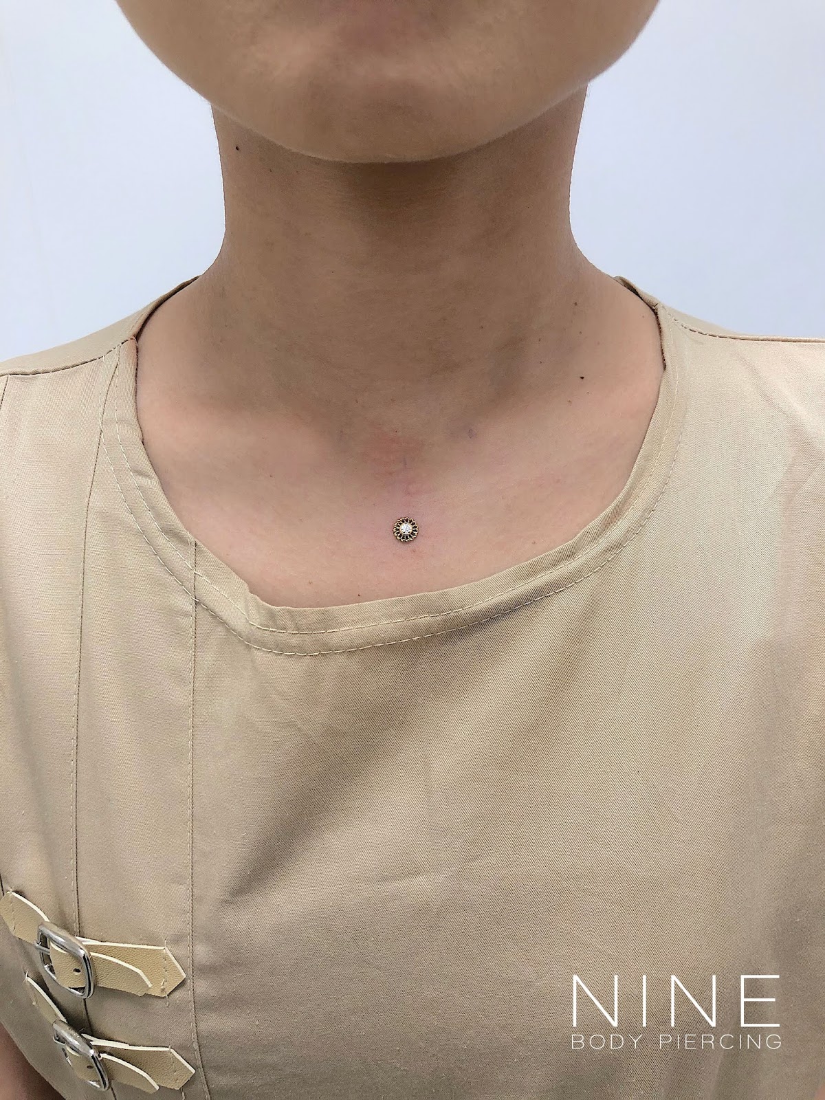 NINE BODY PIERCING BLOG Fresh Dermal Anchor with Anatometal Yellow
