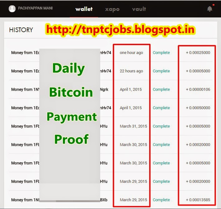 Daily Bitcoin Payment Proof