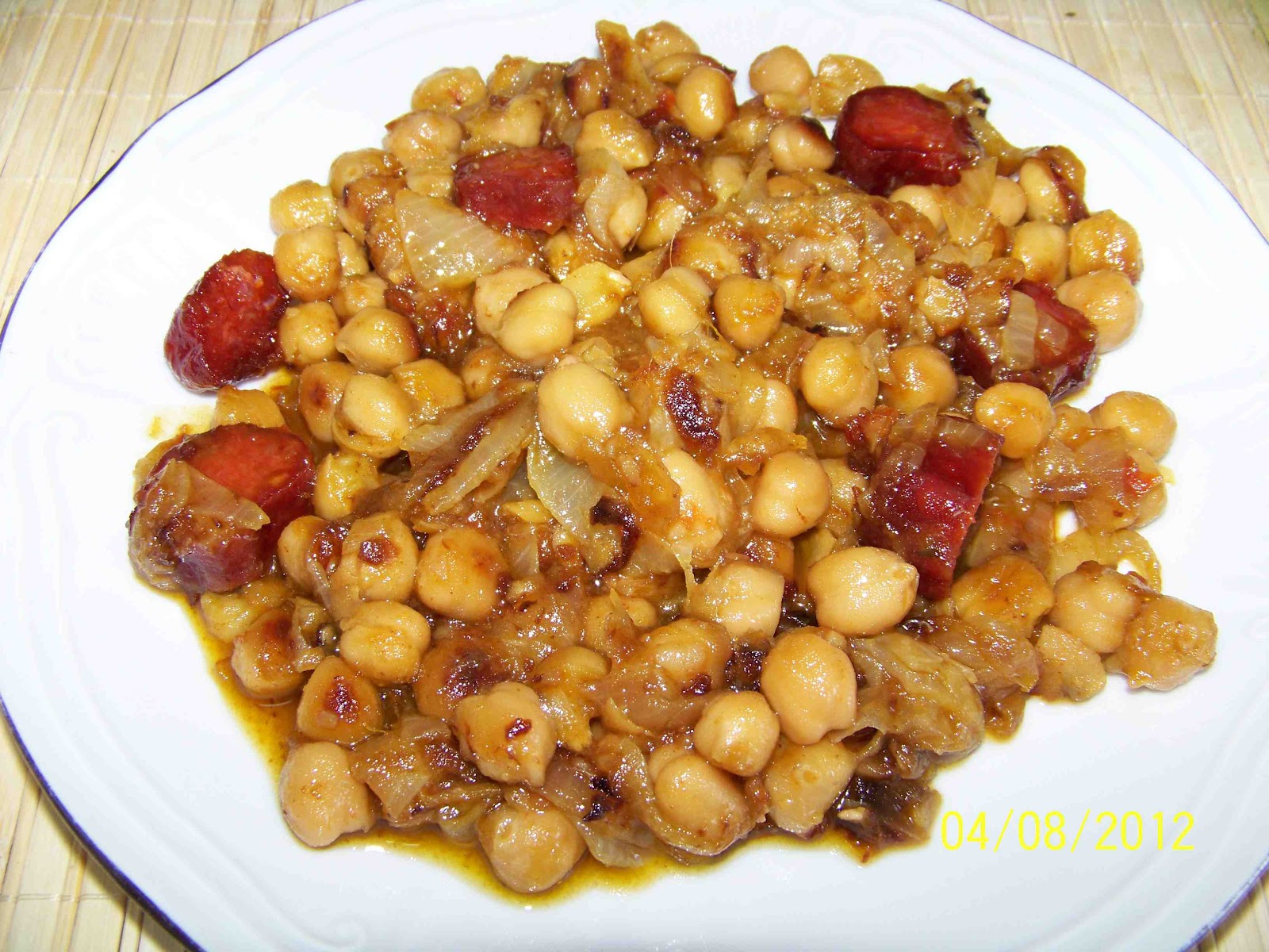 RECETA DE COCINA Garbanzos fritos con jamon y chorizo