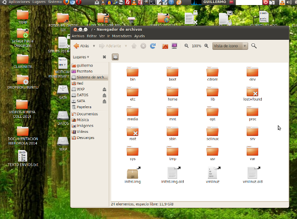 Captura de pantalla carpeta root en un sistema Ubuntu 10.04 - Linux ALL