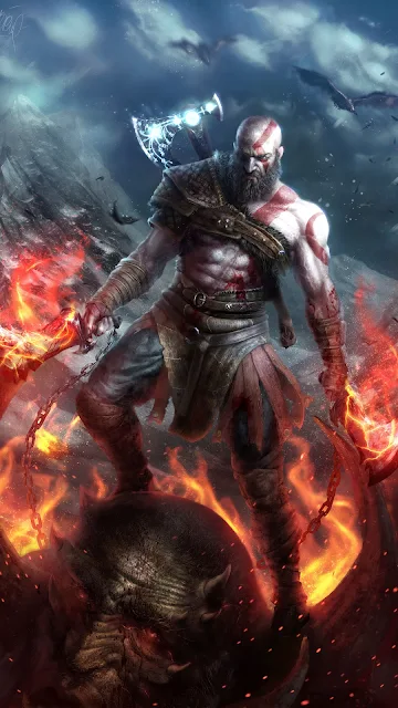 Papel de Parede Gamer para Celular Kratos God Of War