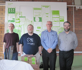 Michael Drake, Daniel Silverstone, Dave Higton and Vincent Sanders at NetSurf Developer workshop