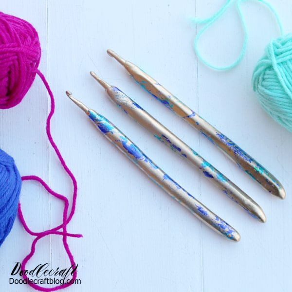 Do you crochet or know someone that does?  Crochet hooks are not especially comfortable and this craft makes them more comfy to use–plus more fashionable!  These hooks will make a uniquely great gift for a yarn crafter.