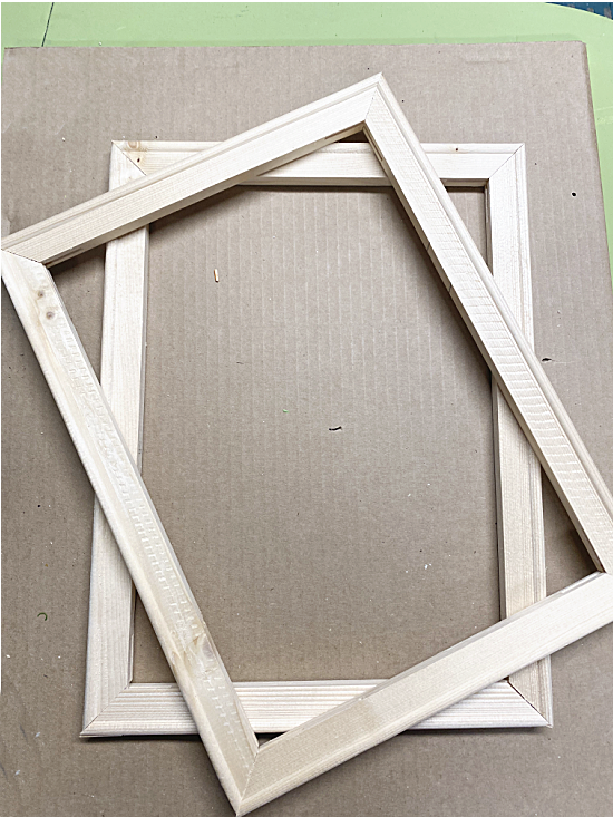2 wooden deconstructed frames