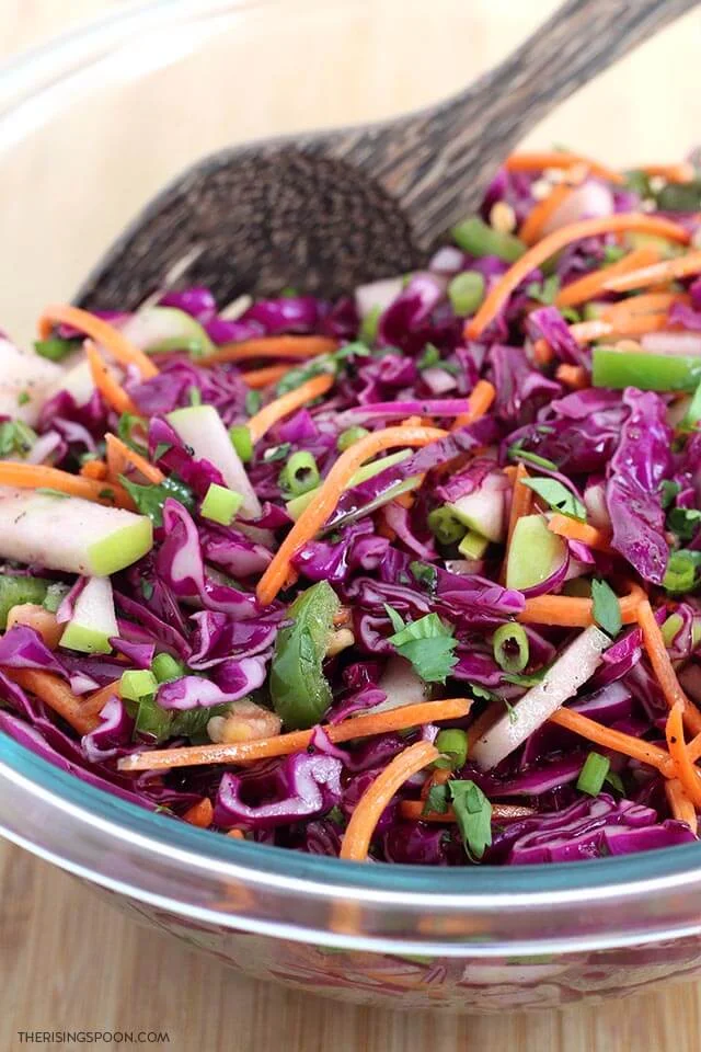 Red Cabbage Coleslaw For Fish Tacos & Pulled Pork (No Mayo)