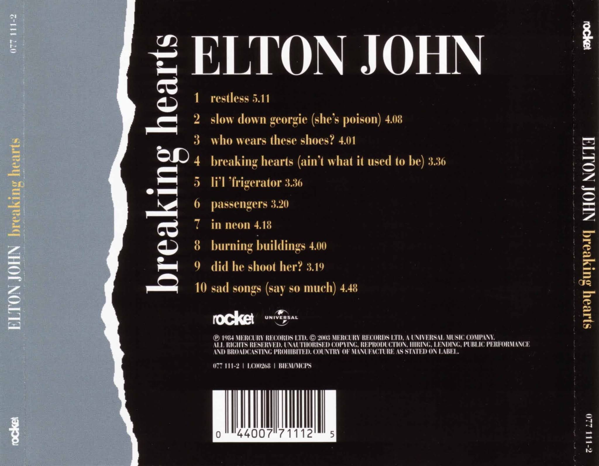 Classic Rock Covers Database: Elton John - Breaking Hearts (1984)