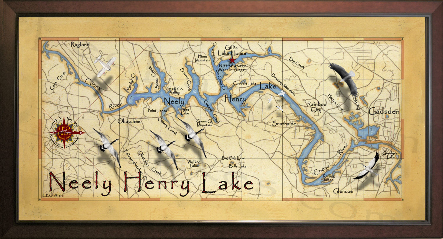 Leo Lakes Lake House Map of Neely Henry Lake