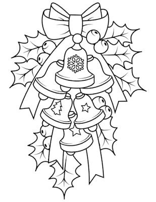 Merry Christmas Bells Coloring Page for Kids of a Cute Cartoon Colour Drawing HD Wallpaper