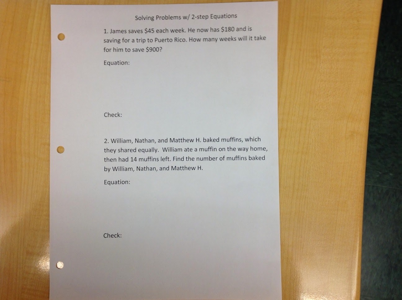 Mrs Warren Math On Team Vista 2 Step Equation HW Answers And Solving 