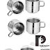 PIQUANT KITCHENWARE Stainless Steel Fancy Tea & Coffee Cup Set of 6 Pcs