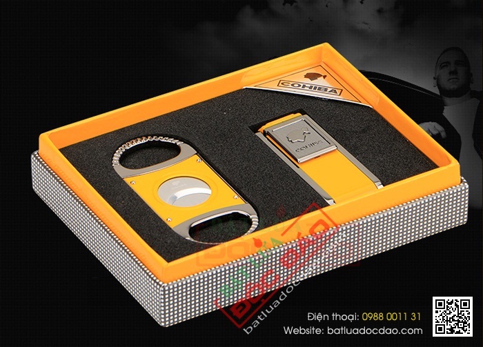 Set bật lửa khò xì gà 2 tia, dao cắt xì gà Cohiba cao cấp Dao-cat-xi-ga-bat-lua-kho-hut-xi-ga-cohiba-t26