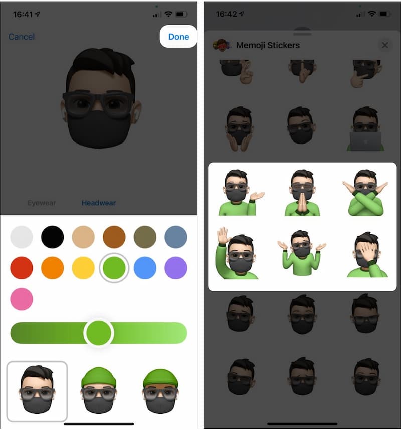 قم بتغيير لون قميص Memoji الخاص بك إلى اللون الأخضر على iPhone و iPad