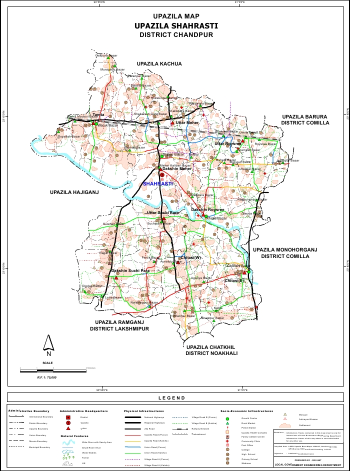 Shahrasti Upazila Map Chandpur District Bangladesh