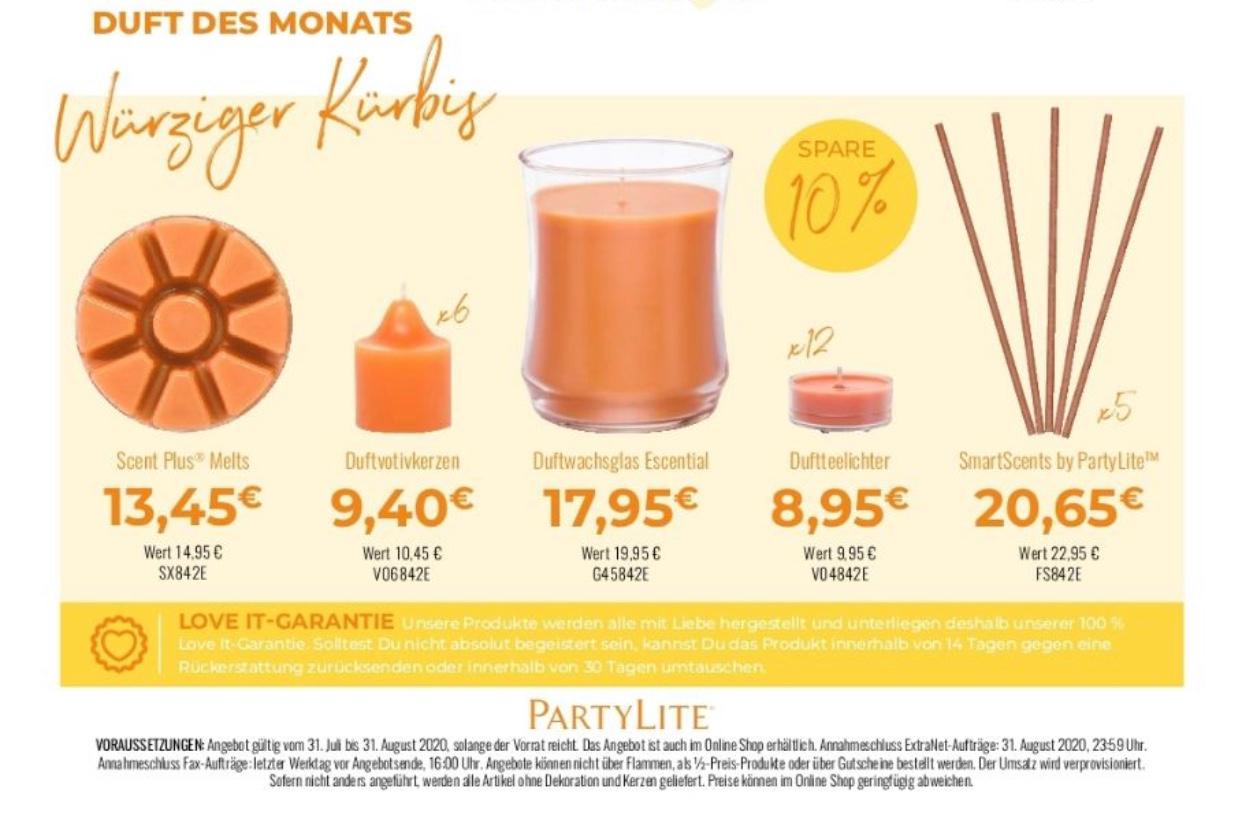 wachstraum.de PartyLite® Online Shop wachstraum.de Angebote August
