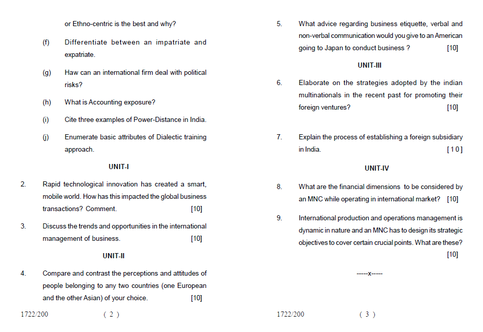 Lucknow University MBA (IB)( Semester IV ) CROSS CULTURAL MANAGEMENT