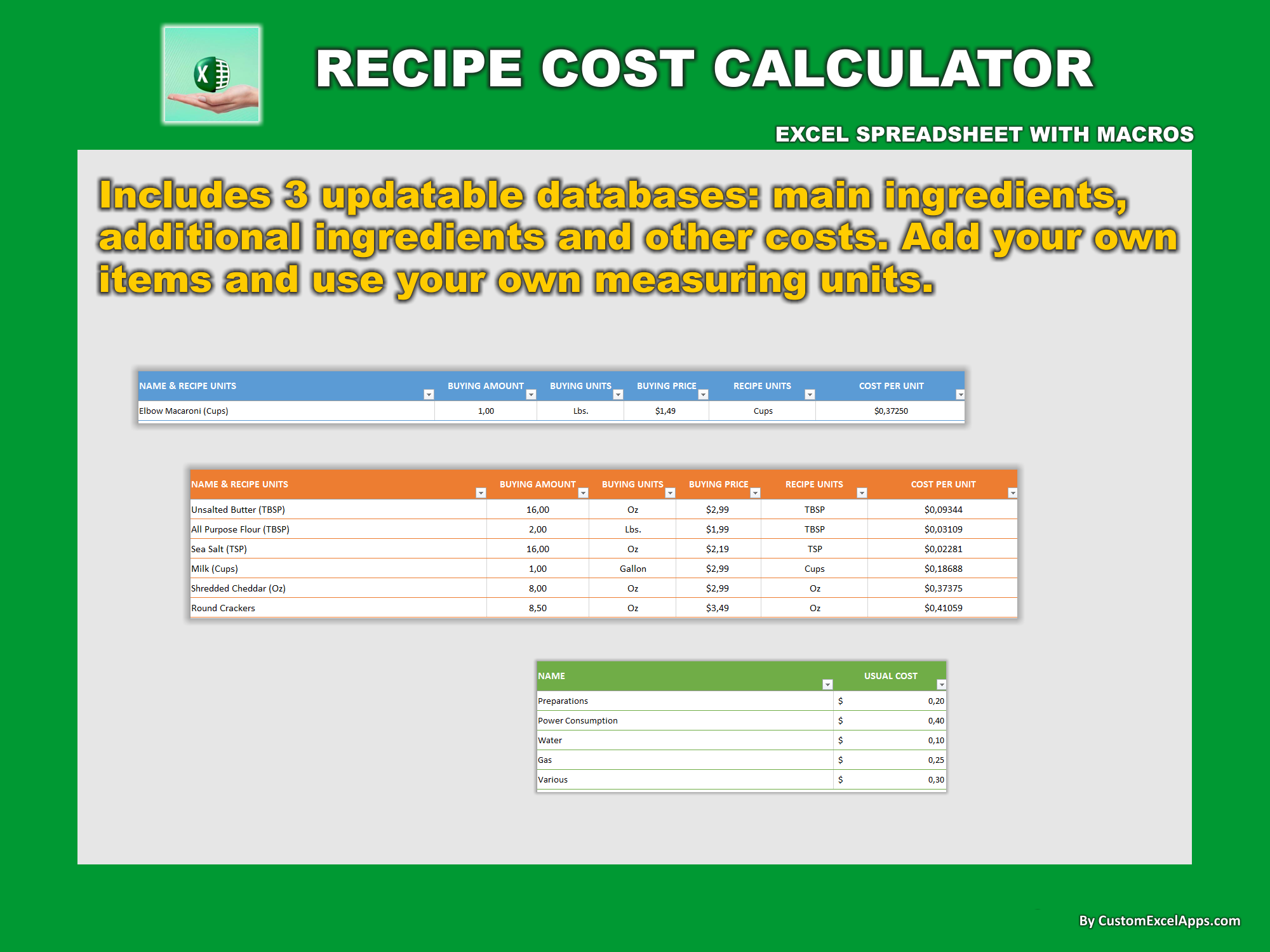 Recipe Costing Excel Spreadsheet For amateur and professional cooks