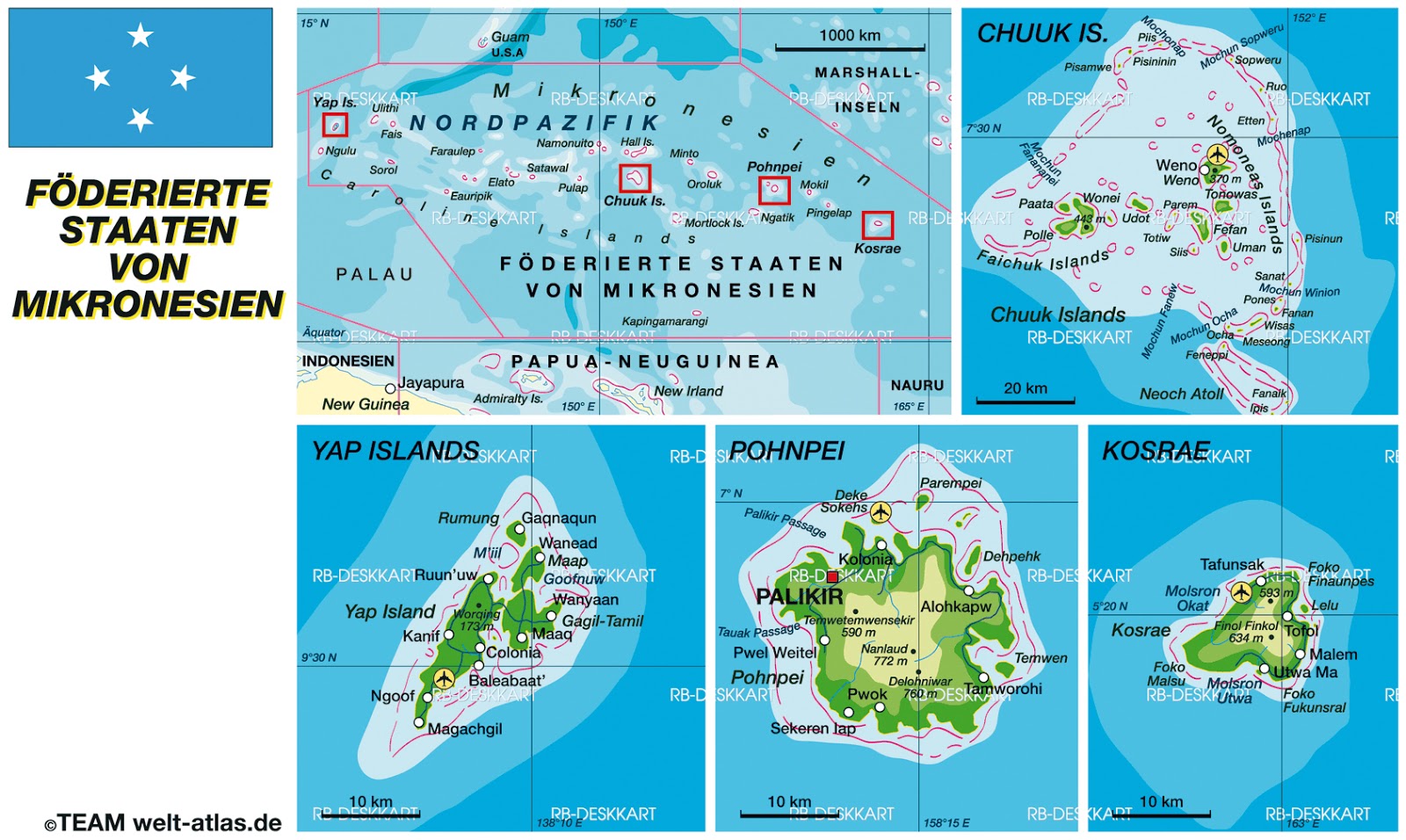 Micronesia - geographical maps of micronesia.