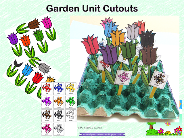 ESL/EFL Preschool Teachers: Garden Unit Cutouts for Kindergarten ESL