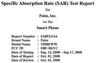 Palm Treo Pro CDMA on FCC