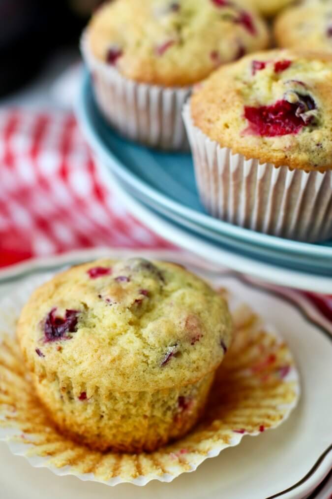Cranberry orange muffin on a plate