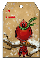 Winter Animal Cardinal Gift Tag by Traci Van Wagoner